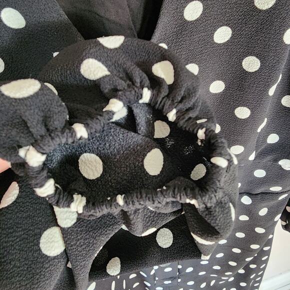 LeRumi Polka Dot Classic Black White Wide Leg Button Up V Neck Jumpsuit S - Picture 9 of 13